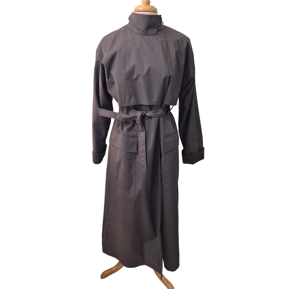 London Fog Tempo Europa Trench Coat Gray Zip Out Liner Vintage Womens 6 Reg